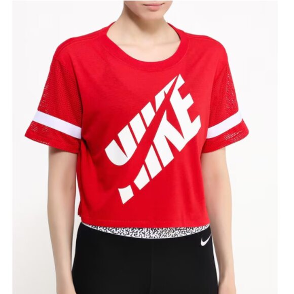 Nike Tops - Nike Prep Mesh Cropped Tee, Red/White